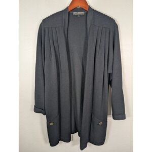 St John Sweater Womens Petite Santana Knit Open Front Cardigan Pockets